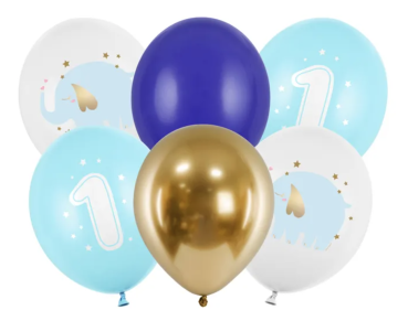 Latexballons - 1. Geburtstag Elefanten, Junge - je ø 30cm